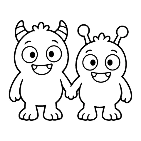 Twin Monsters coloring page