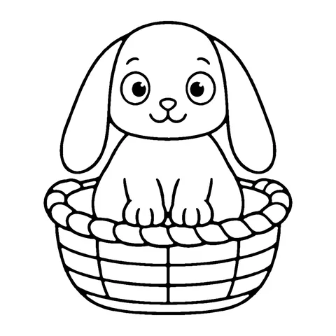 Bunny in a Basket coloring page