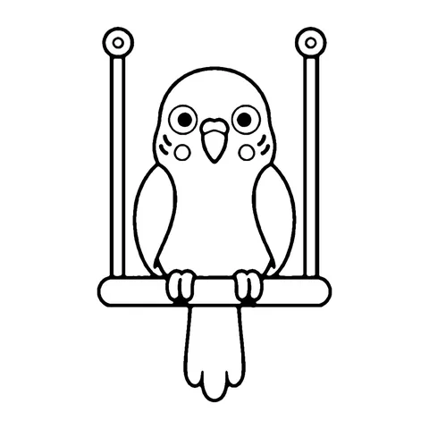 Parakeet on a Swing coloring page