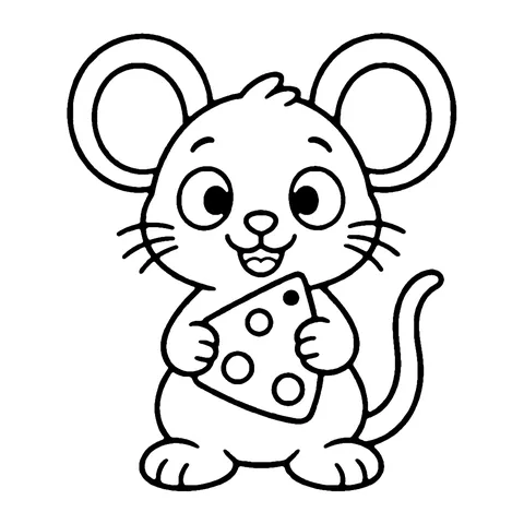 Pet Mouse with Cheese coloring page