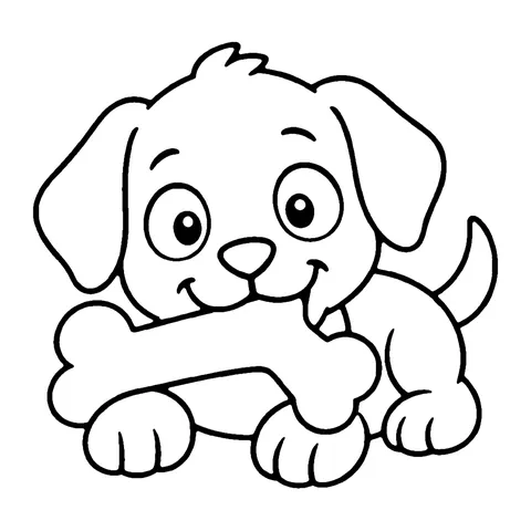 Puppy with Bone coloring page