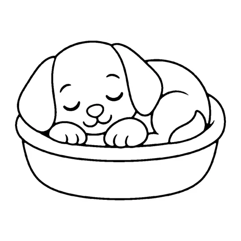 Sleepy Puppy coloring page