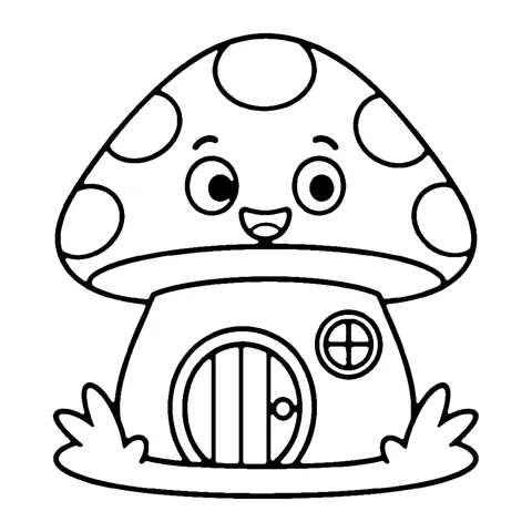 Mushroom Fairy House coloring page
