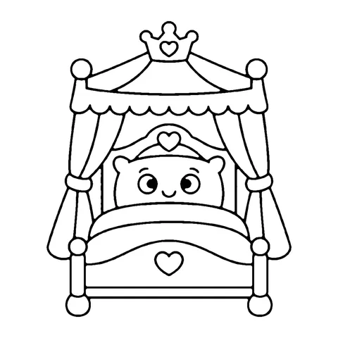 Princess Canopy Bed coloring page