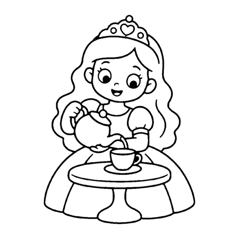Princess Tea Party coloring page
