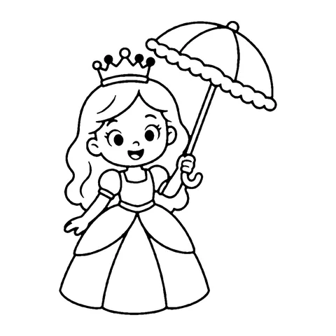 Umbrella Princess coloring page