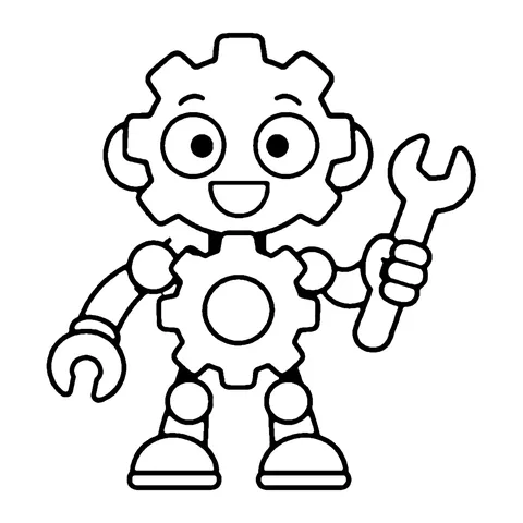 Gear Robot coloring page