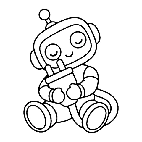 Sleepy Robot coloring page