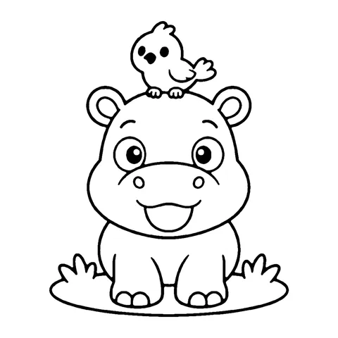Baby Hippo coloring page