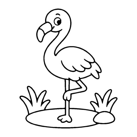 Flamingo in the Grass coloring page