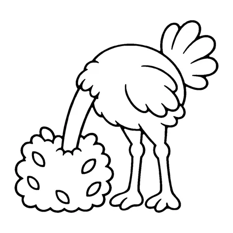 Hiding Ostrich coloring page