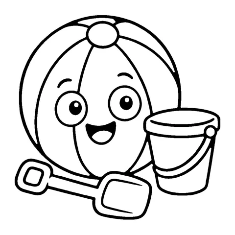 Beach Ball and Bucket coloring page