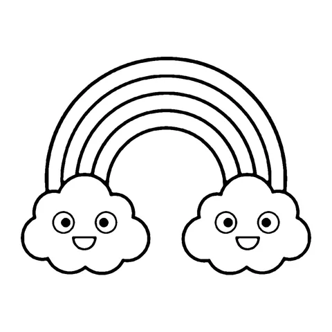 Rainbow and Clouds coloring page