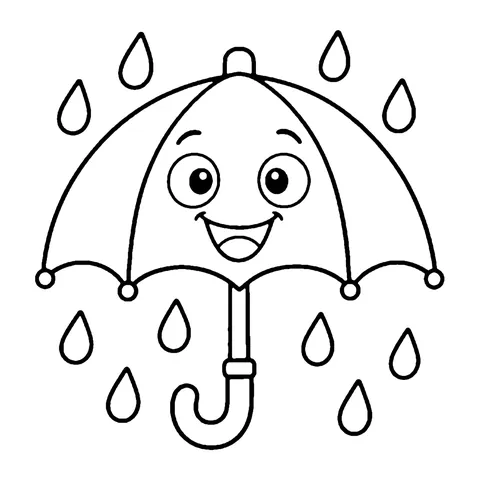 Rainy Day Umbrella coloring page