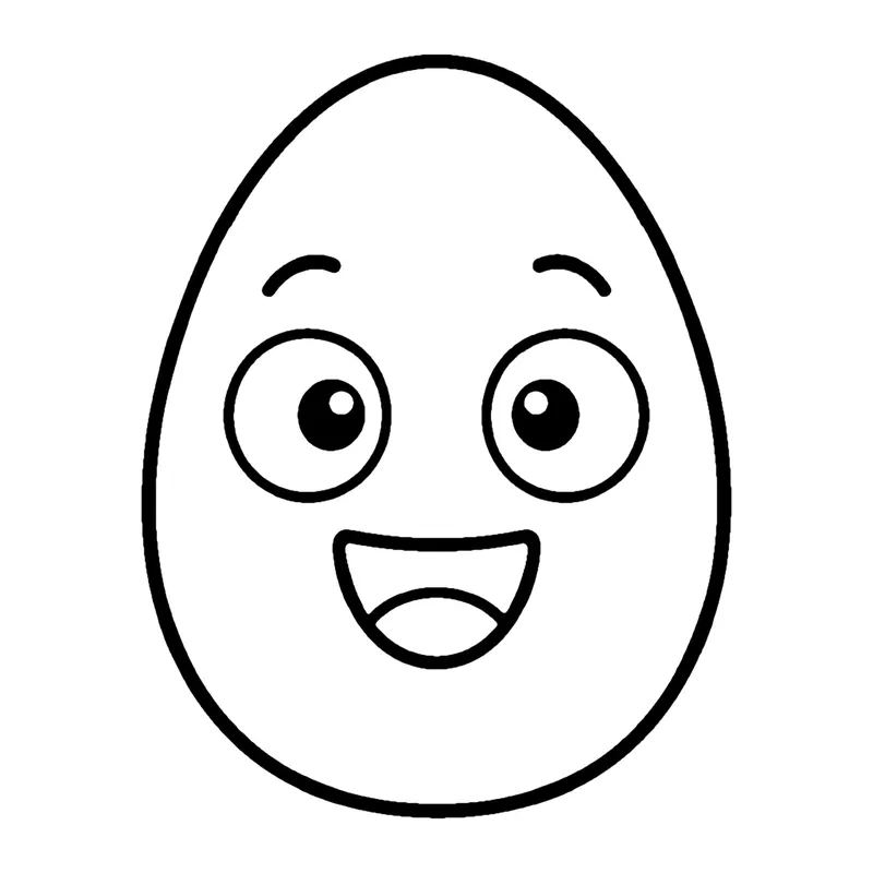 Line drawing of a smiling oval egg