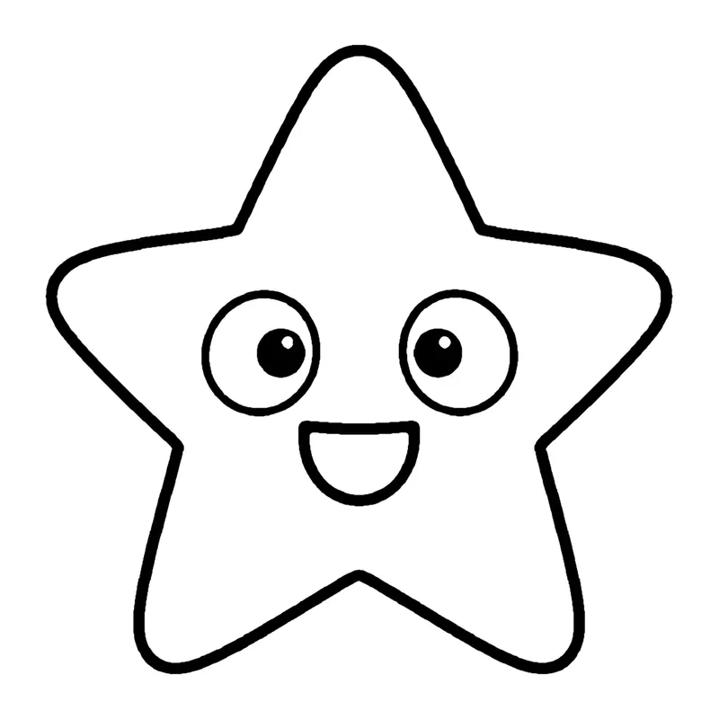 Line drawing of a smiling five-pointed star shape