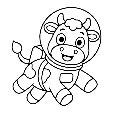 Space Cow coloring page