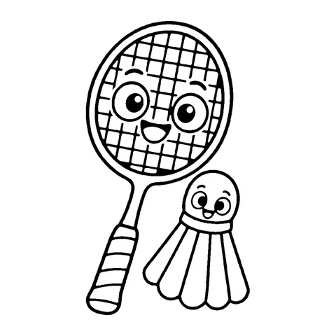 Badminton Racket and Shuttlecock coloring page