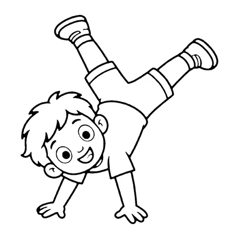 Cartwheel Kid coloring page