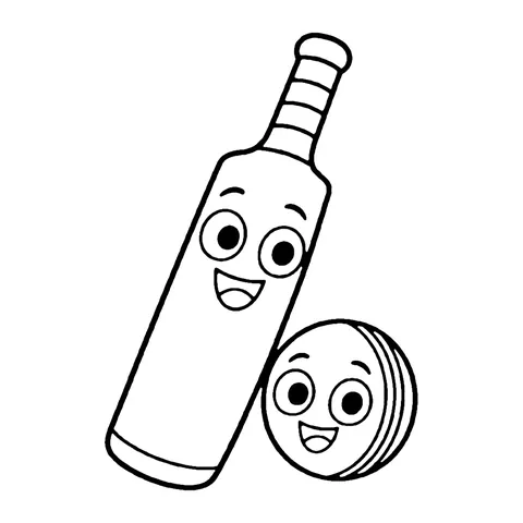 Cricket Bat and Ball coloring page