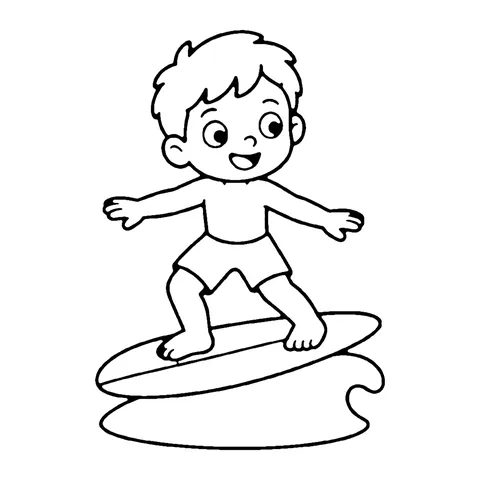 Surfing Kid coloring page