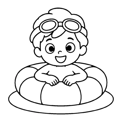 Swimming Kid coloring page