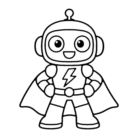 Robot Superhero coloring page