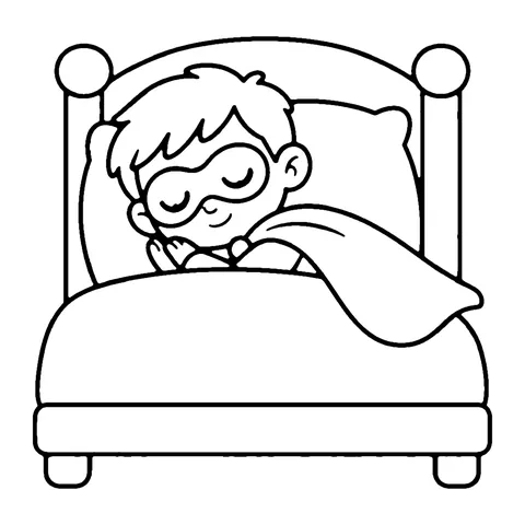 Sleepy Superhero coloring page
