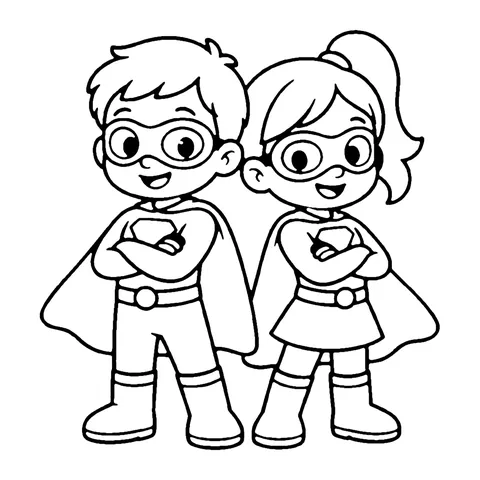 Superhero Twins coloring page