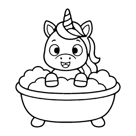 Bubble Bath Unicorn coloring page