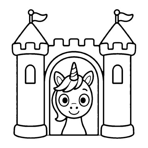 Castle Unicorn coloring page