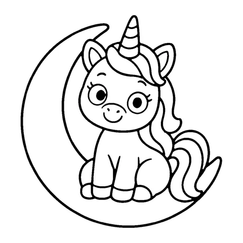 Moon Unicorn coloring page