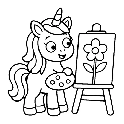 Painting Unicorn coloring page