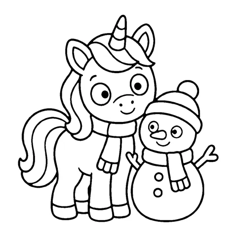 Snowy Unicorn coloring page
