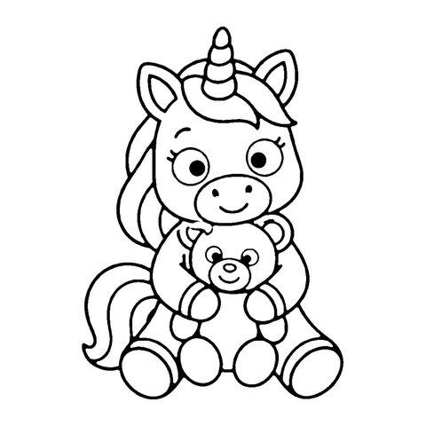 Teddy Hug Unicorn coloring page