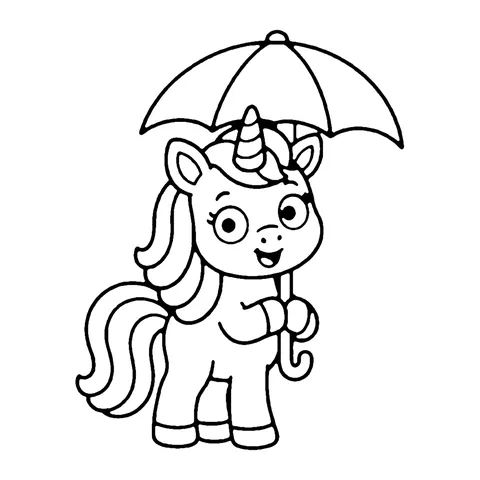 Umbrella Unicorn coloring page